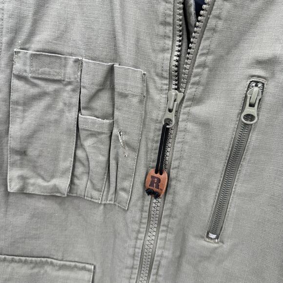 Wrangler Riggs Jacket Mens Medium Utility Vest Workwear Short Fit Khaki Green - Picture 4 of 6